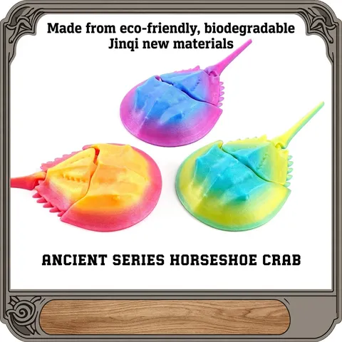 3D Printed Horseshoe Crab Articulated Toy Flexible Joint PLA Ancient Creature Model Stress Relief Fidget Toy Creative Gift