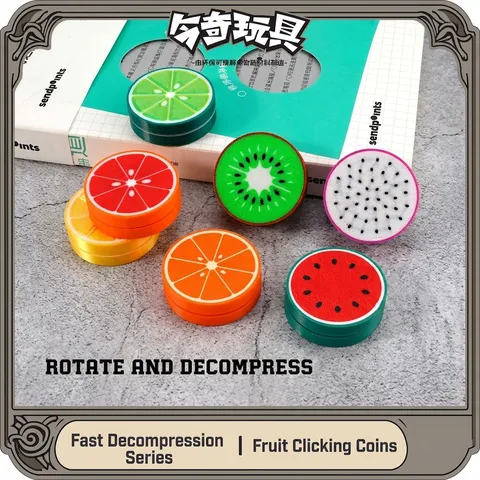 3D Printed Fruit Fidget Coin Plastic Magnetic Haptic Slider EDC Finger Toy Stress Relief Push Coin Decorative Desktop Ornament For Office Home