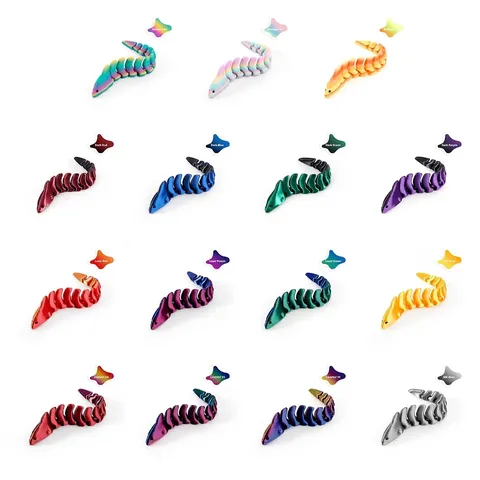 3D Printed Articulated Eel Skeleton Toy Flexible Ocean Animal Figure Creative Tabletop Ornament Cute Marine Biological Desk Sculpture Figurine