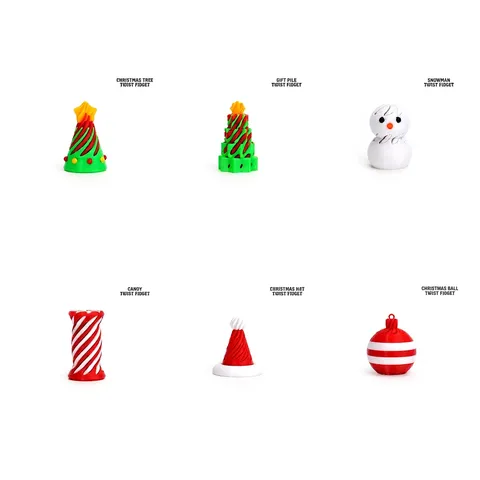 3D Printed Christmas Twist Fidget Toys Stress Relief Spiral Sensory Toys For Kids Christmas Tree Snowman Gift Pile Desk Ornaments