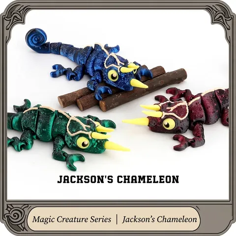 3D Printed Jackson Chameleon Model Toy Flexible Joint Luminous Glow In The Dark Bio-Inspired Stress Relief Desktop Ornament Christmas Gift