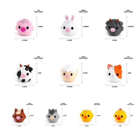3D Printed Animal Fidget Twist Toy Stress Relief Farm Animal Chick Pig Cow Shape 3D Print Animal Model Educational Puzzle Toy For Kids Adults Gift