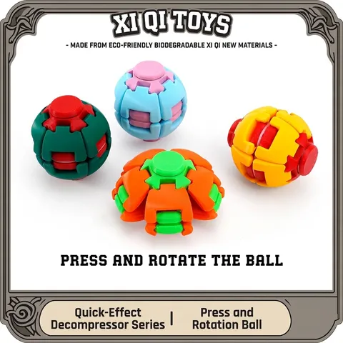 Balle Rotative Pressante Imprimée en 3D Jouet Soulagement du Stress PLA Multicolore Décoration Bureau Artefact Décompression Cadeau Créatif