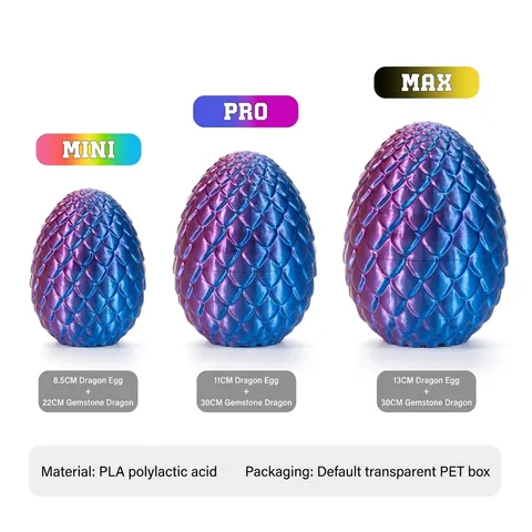 3D Printed Dragon Egg Set Articulated Gemstone Dragon Figurine Desk Ornament Home Decor Collectible Fidget Toy Storage Box