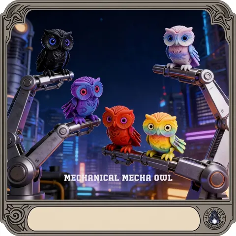 3D Printed Mecha Owl Figurine Cyberpunk Articulated Robot Bird Action Figure Flexible Joint Sculpture Home Office Desk Decor PLA Collectible Model