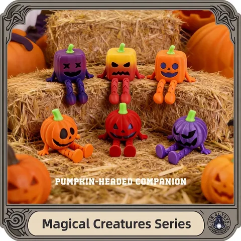 Statuetta Zucca di Halloween Stampata in 3D Articolazioni Mobili Piccole Persone Sedute Decorazione Scrivania Regalo Creativo Ornamento PLA