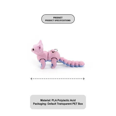 Cute 3D Printed Articulated Cat Dog Keychain Colorful Gradient Animal Family French Bulldog Corgi Figure Bag Pendant Charm Gift