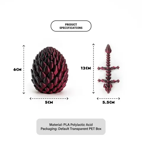 3D Printed Dragon Egg Set With Articulated Crystal Dragon PLA Articulated Dragon Ornament Easter Gift Home Office Decor