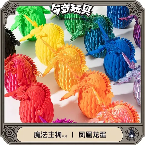 Figurita de Dragón Volador Articulado Impreso en 3D Con Huevo Set Creativo Multicolor Animal de Fantasía Adorno de Escritorio Hogar Regalo