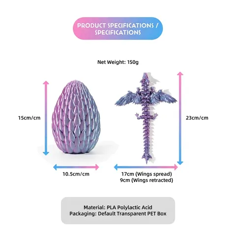 3D Printed Articulated Flying Dragon With Dragon Egg Set Creative Multicolor Mythical Myth Fantasy Animal Figurine Desk Home Ornament Gift