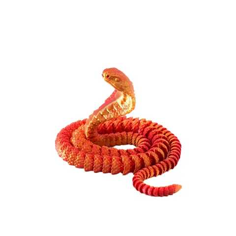 3D Printed Cobra Snake Figurine Articulated Movable Joint Animal Model Creative Desk Ornament Home Decor Gift Modern Art PLA Statue