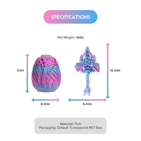 3D Printed Butterfly Dragon Egg Set Articulated Crystal Dragon Figurine PLA Hollow Filigree Decorative Desk Ornament Fidget Toy Gift