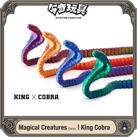 Figura de Serpiente Cobra Impresa en 3D Modelo Animal con Articulaciones Móviles Adorno de Escritorio Creativo Regalo Arte Moderno Estatua de PLA