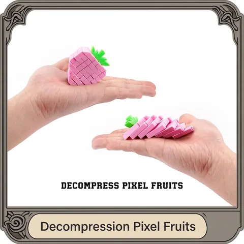 3D Printed Pixel Fruit Fidget Toy PLA Stress Relief Retractable Sensory Toy For Kids Adults Office Desk Decoration Pineapple Strawberry Grape Apple