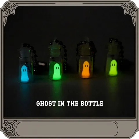 Luminous 3D Printed Ghost In A Bottle Keychain Creative Halloween Glow In The Dark Mini Ghost Figure Figure Stress Relief Toy Ornament
