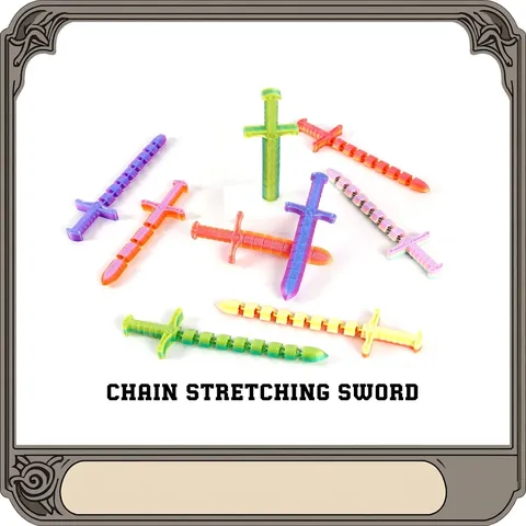 3D Printed Chain Stretching Sword Gravity Retractable Toy PLA Stress Relief Fidget Sword Gradient Color Creative Toy
