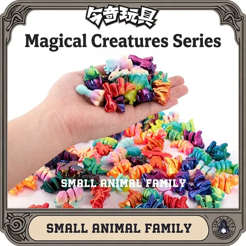 Minifiguras de Familia de Animales Impresas en 3D Juguetes de PLA Articulados Miniatura Caja Sorpresa Accesorios de Llavero Coloridos Decoración de Escritorio