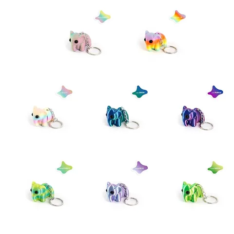 3D Printed Articulated Elephant Keychain Laser Gradient Movable Joint Animal Bag Pendant Plastic Key Ring Gift Accessory
