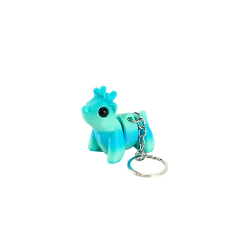 3D Printed Articulated Reindeer Keychain Articulated Deer Figurine Christmas Hanging Ornament Gradient Colorful Deer Keyring Gift