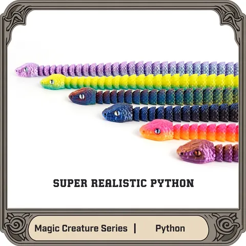 Juguete de Serpiente Flexible Pitón Articulado Impreso en 3D Modelo de Animal PLA Iridiscente Decoración de Hogar Regalo Creativo Ornamento de Escritorio