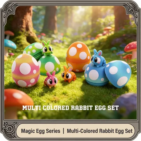 3D Printed Easter Bunny Egg Set Multicolor Gradient Rabbit Egg Containers Table Ornaments Desk Crafts For Festive Kids Gifts Home Decor