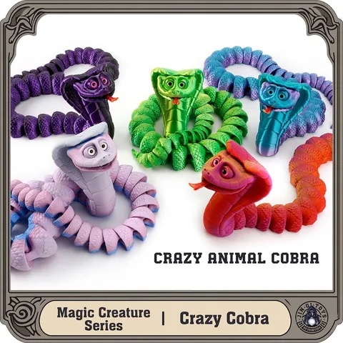 Arte Moderno Impreso en 3D Articulado Cobra Adorno Animado Animal Flexible Joint Cobra Figurita Decoración de Escritorio Juguete Creativo Regalo