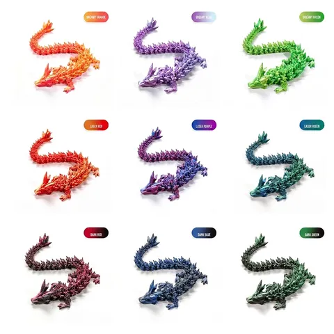 3D-gedruckter Beweglicher Edelstein Drache Figur Kristall Drache Ornament Irisierender Laser PLA Drache Flexibles Spielzeug Für Deko