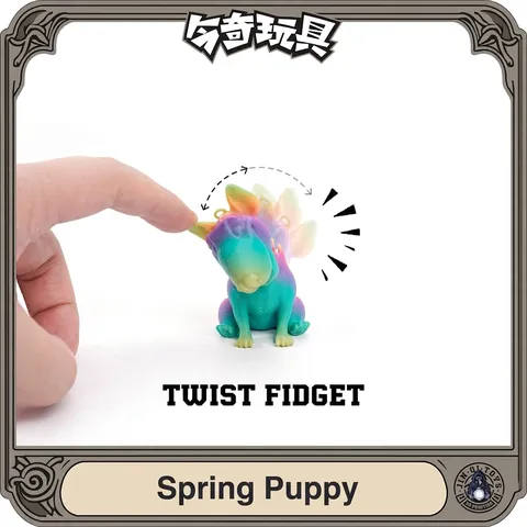 3D Printed Spring Dog Fidget Toy Gradient Silk PLA Dog Figure Set Tabletop Decompression Fidget Toy Animal Ornament For Office Home