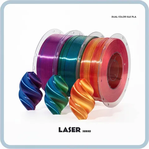 Dual Color Silk PLA 3D Printing Filament 1.75mm Round Spool Multicolored Laser Fantasy Series Dimensional Smooth Filament Supplies For DIY Crafting Printer
