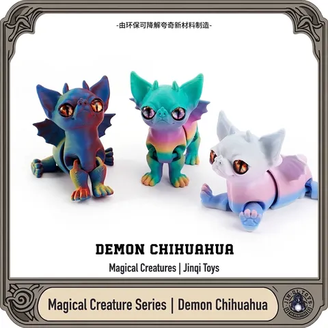 Impresión 3D Perro Chihuahua Demonio Estatuilla Articulaciones Articuladas Plástico Modelo Animal Adorno de Mesa Ecológico PLA
