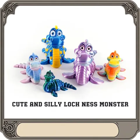 Mostro di Loch Ness Nessie Stampato in 3D Articolato Statuetta Giocattolo Ornamento da Scrivania in PLA Seta Regalo Creativo per Bambini Adulti