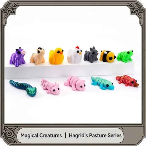 Adornos Animales Articulados Impresos en 3D Serie Hagrid Ranch Mini Modelos Lindos Decoración Escritorio DIY Figuritas de Plástico PLA