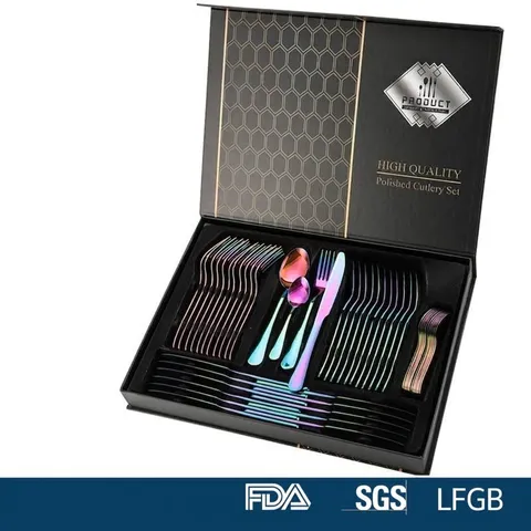 Couverts en Acier Inoxydable 410 Modernes Polis Miroir Couteau Fourchette Cuillère Vaisselle Élégante Boîte Cadeau Dîner Pour Restaurant