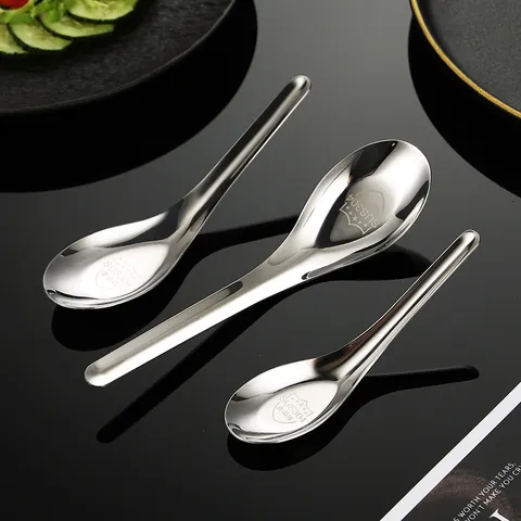 Cucchiaio a Fondo Piatto in Acciaio Inossidabile 304 Per Uso Domestico Cucchiaio da Zuppa Profondo per Adulti Bambini Ristorante