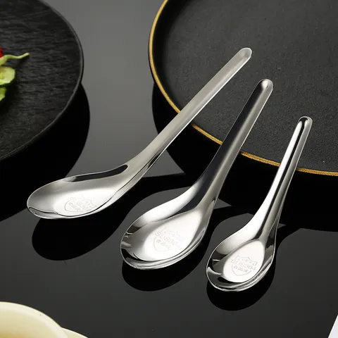Cucchiaio a Fondo Piatto in Acciaio Inossidabile 304 Per Uso Domestico Cucchiaio da Zuppa Profondo per Adulti Bambini Ristorante