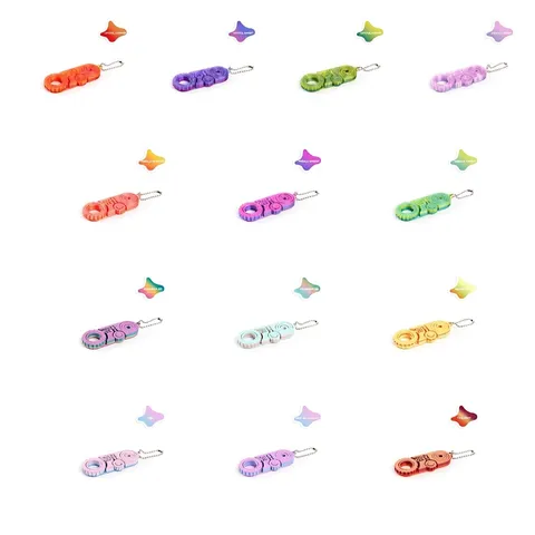 3D Printed Gear Fidget Toy Keychain Multicolor Gradient Mechanical Linked Rotation Stress Relief Toy For Kids School Office Decoration Gift