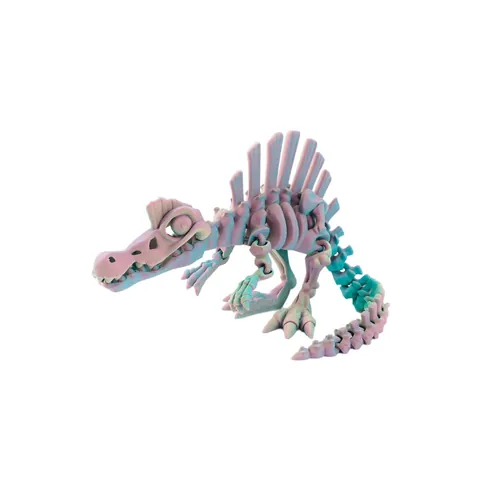 3D Printed Articulated Spinosaurus Skeleton Dinosaur Figurine Gradient Colors Stress Relief Toy Home Office Desk Ornament Gift