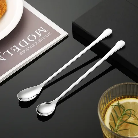 Cucchiaio per Mescolare a Manico Lungo in Acciaio Inossidabile 304 Lucidato a Specchio per Caffè Cocktail Dessert