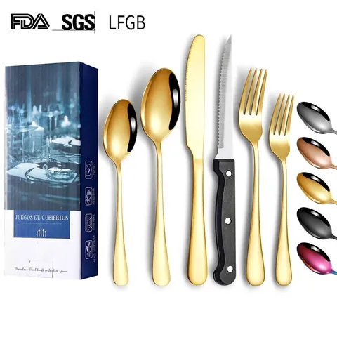 Modern Stainless Steel Flatware Gift Box Set Mirror Polished Dinner Knives Forks Spoons Steak Cutlery Dinnerware For Home Banquet