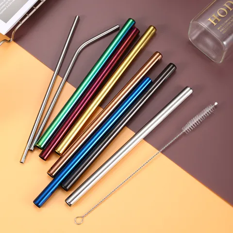 304 Stainless Steel Drinking Straws Reusable Metal Straws For Coffee Milk Tea Juice Drink Washable Eco Friendly Metal Straw