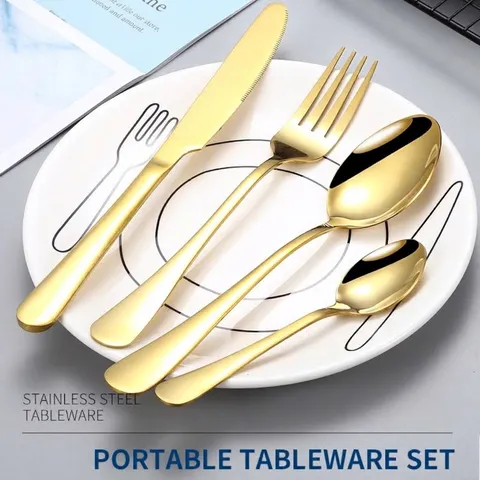 Modern Minimalist Stainless Steel Flatware Set Mirror Polished Steak Knife Dinner Fork Soup Dessert Spoon Western Tableware For Hotel Home Banquet Dining Utensils