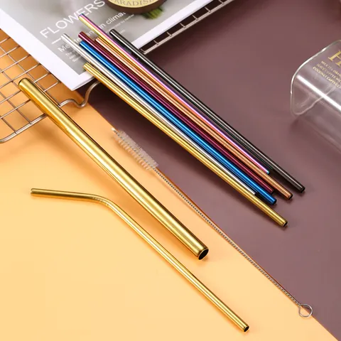 304 Stainless Steel Drinking Straws Reusable Metal Straws For Coffee Milk Tea Juice Drink Washable Eco Friendly Metal Straw