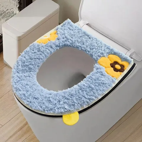 Copriwater Universale a Cartone Animato Ispessito in Peluche Caldo Tappetino per WC Lavabile Design con Cerniera per Arredamento Bagno Invernale