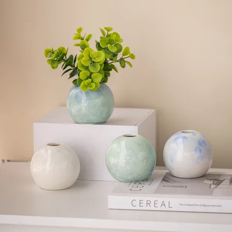 Modern New Chinese Crystalline Glaze Ceramic Vase Home Minimalist Tabletop Floral Arrangement Ornament Handicraft Room Decor