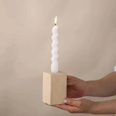 French Retro Ceramic Pillar Candle Holder Geometric Square Candlestick Home Decor Ornament For Romantic Dinner Wedding Party