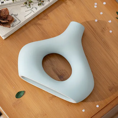 Ensemble de Vases en Céramique Style Morandi Nordique Vase à Fleurs Géométrique Creux Mat Minimaliste pour Salon Maison Ornements Décoratifs