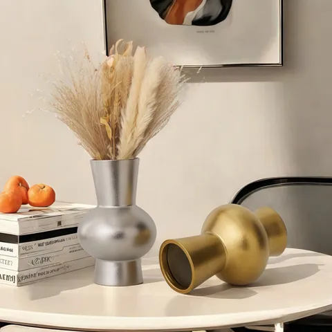 Vase en Céramique Électroplaqué Moderne du Milieu du Siècle Vases Or Argent Mat Pour Déco Maison Salon Bureau Ornement Table