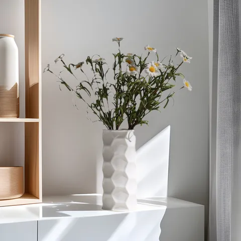 Modern Minimalist White Ceramic Vase For Dry Flowers Handmade Bisque Porcelain Flower Pot Home Living Room Table Centerpiece Decoration