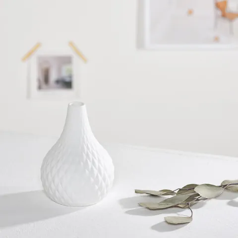 Jarrón Pequeño de Cerámica Nórdico Moderno Minimalista Blanco Mate Textura Geométrica Decoración Hogar Jarrón Flores Hidropónico