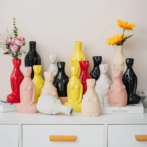 Nordic Body Art Keramik Vase Abstrakte Weibliche Torso Skulptur Home Decor Modern Minimalistisch Dekorative Blumentopf Wohnzimmer Ornament